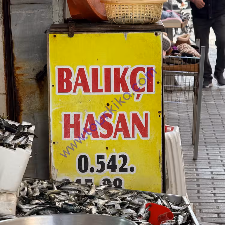 Φωτογραφία που γράφει στα τούρκικα balıkçı (ψαράς, ιχθυέμπορος)