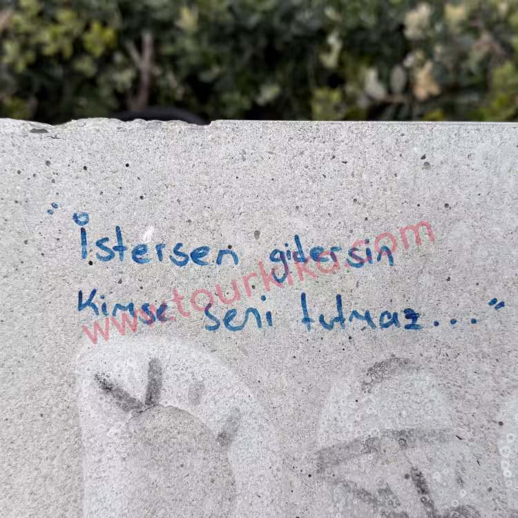 Φωτογραφία που γράφει στα τούρκικα İstersen gidersin, kimse seni tutmaz (Αν θέλεις φεύγεις, κανείς δεν σε κρατάει)